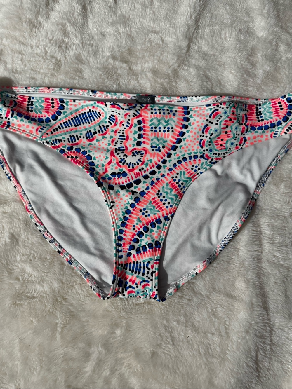 aerie Multicolor Patterned Bikini Bottoms - Pink, Blue, Teal